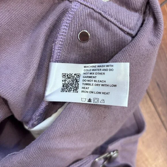 Cider Women's Wide Leg Oversized Bib Cargo Overalls Denim Sz 4XL Purple Wash NWT - Picture 6 of 12